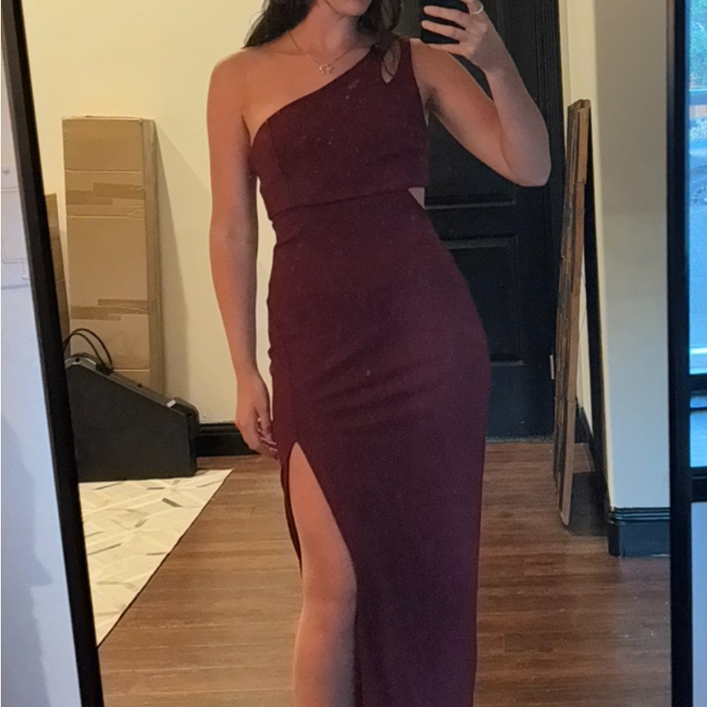 Lulu's Red Asymmetrical One-Shoulder Gown